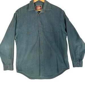 Australian Outback Collection Button Up Shirt Teal Western Thick 100% Cotton L